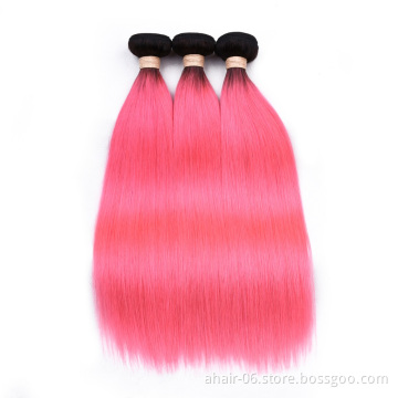 wholesale products china fashion pink human hair bundles rainbow hair brazilian virgin hair